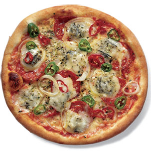 Pizza med Pepperoni Classic, chili og gogonzola